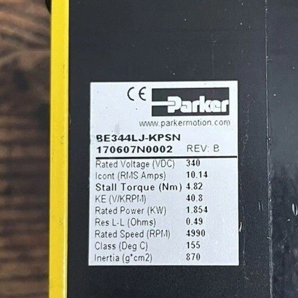 Parker BE344LJ-KPSN Servo Motor NEMA 34 1.854kW 230V 340V 4.82Nm New Open Box
